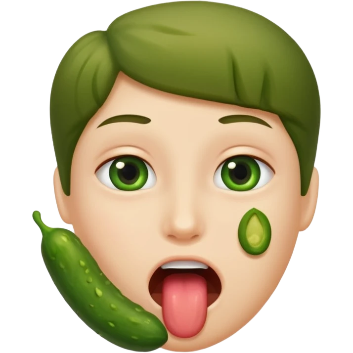 blushing face with pickle in mouth emoji