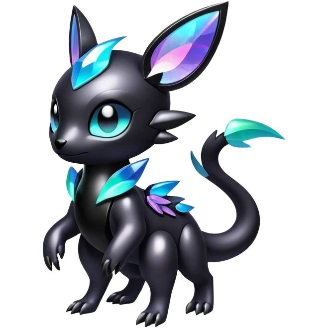 Modern futuristic Iridescent black dark fakemon emoji