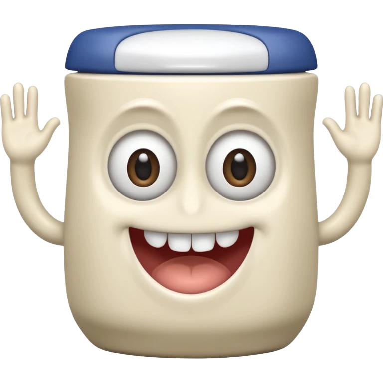cartoonish toilet creature with a grinning face, big eyes, and hands. emoji