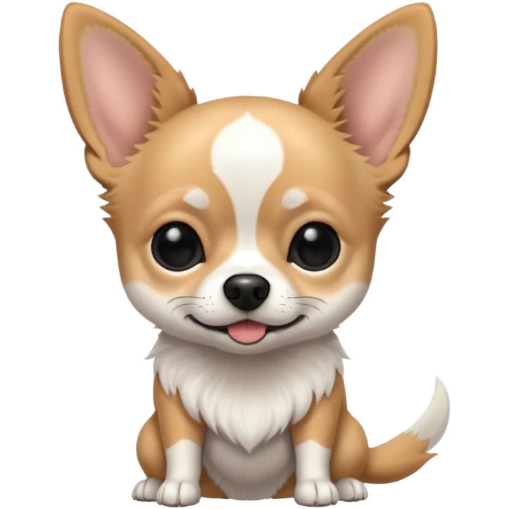 Chihuahua blanco con negro. Grandes orejas super delgado emoji