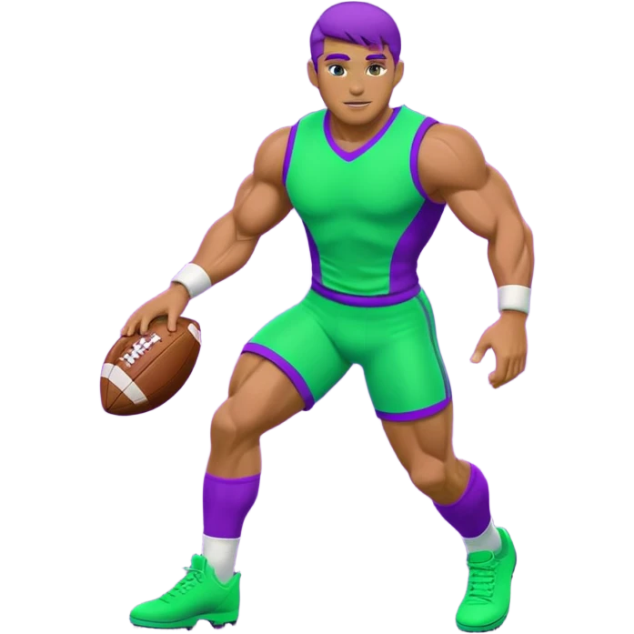  sports icon in neon purple and green, football emoji