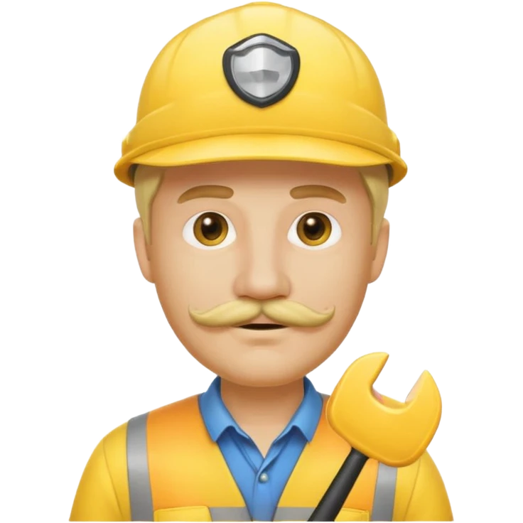 driver man with a yellow driver hat, blonde hair, and a mustache, emoji style emoji