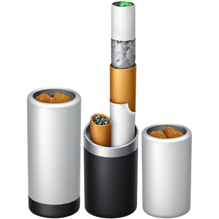 Minimalistic cigarette emoji, metallic black and white emoji