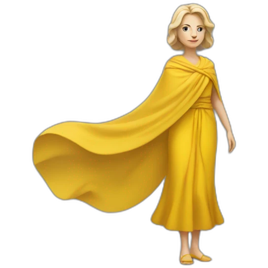 a white woman in a yellow shawl in full growth emoji