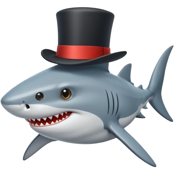Shark with a top hat emoji