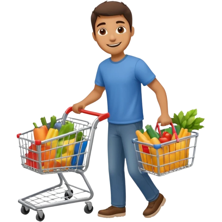 a man with shopping cart emoji