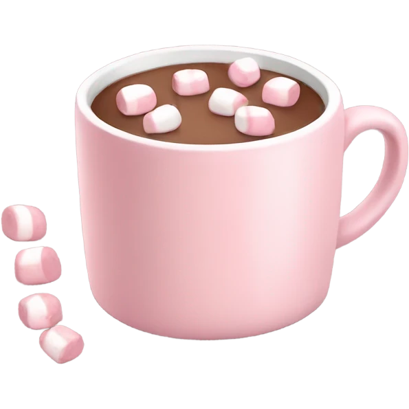 Light Pink mug of hot chocolate with marshmallows  emoji