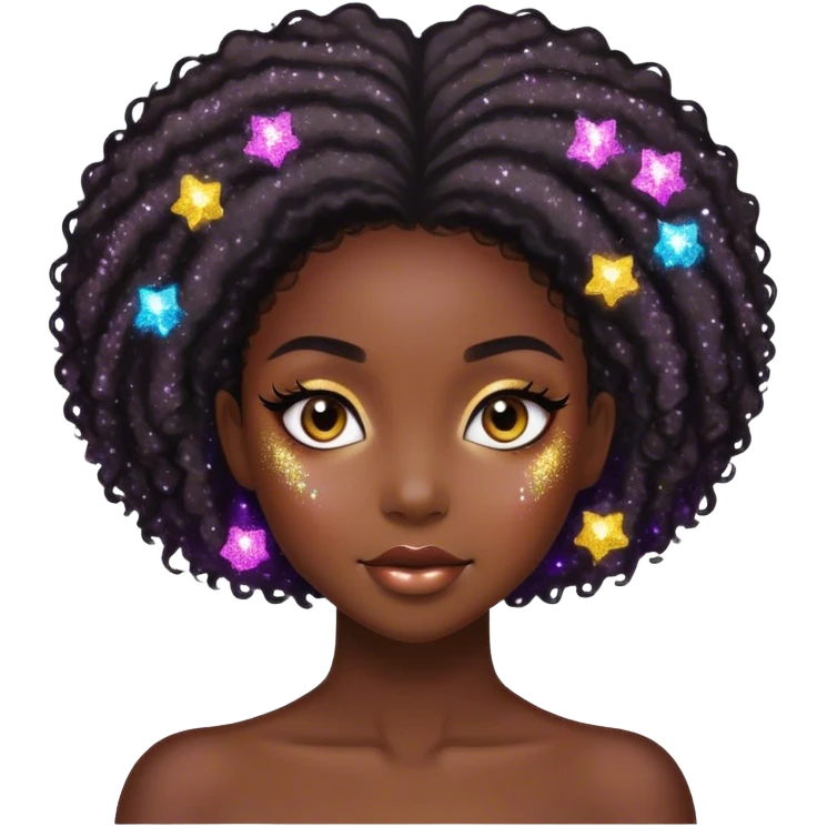 Beautiful black and fat girl offering glitter emoji