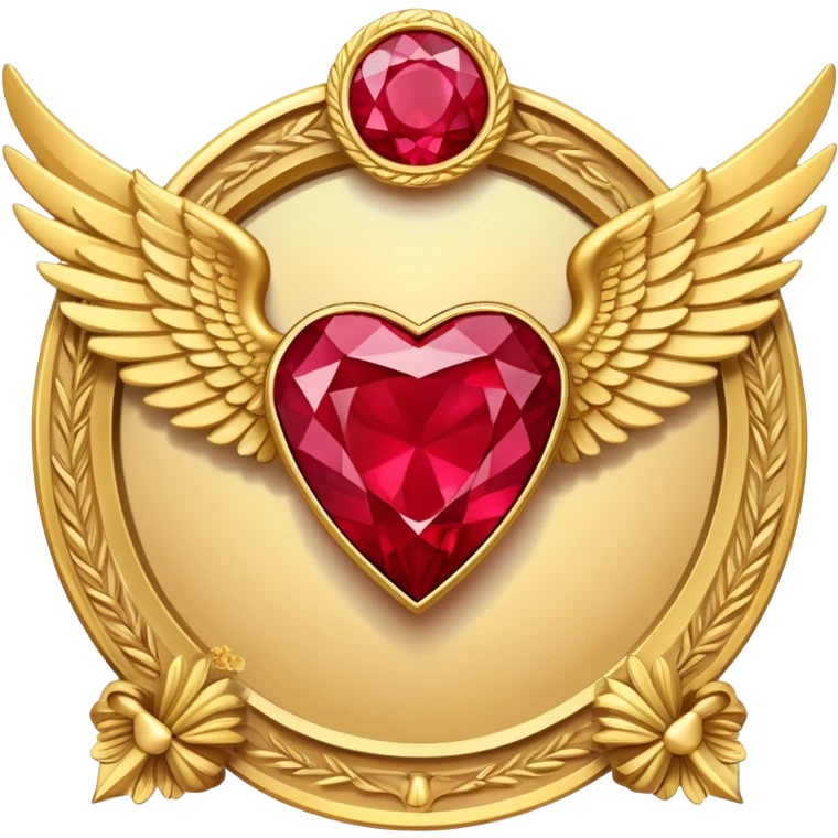 Triangle Rubby stone award-in-frame-decorated-with-golden-angel--wings emoji