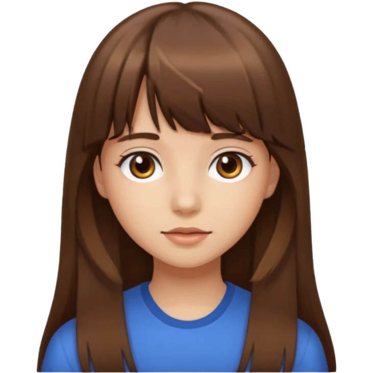 eu quero uma menina de franja e cabelo comprido cabelo castanho e franja  emoji