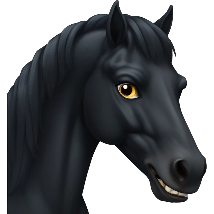 Serious Black horse with fangs.  emoji