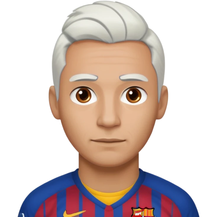araujo футболист с белыми волосами и коричневыми бровями  в футболке барселоны emoji