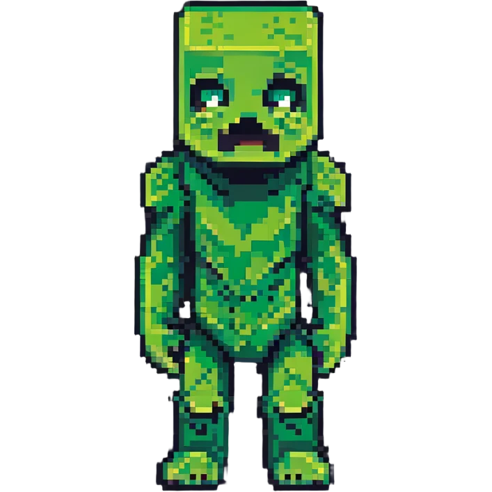 Minecraft Creeper in classic pose in pixel art style emoji