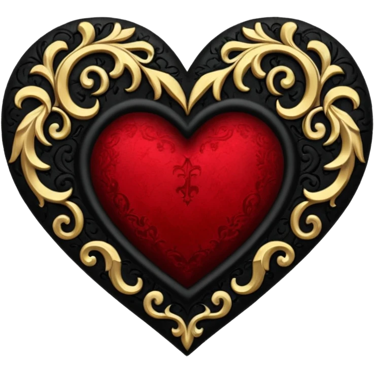 realistic gothic heart with black velvet texture emoji