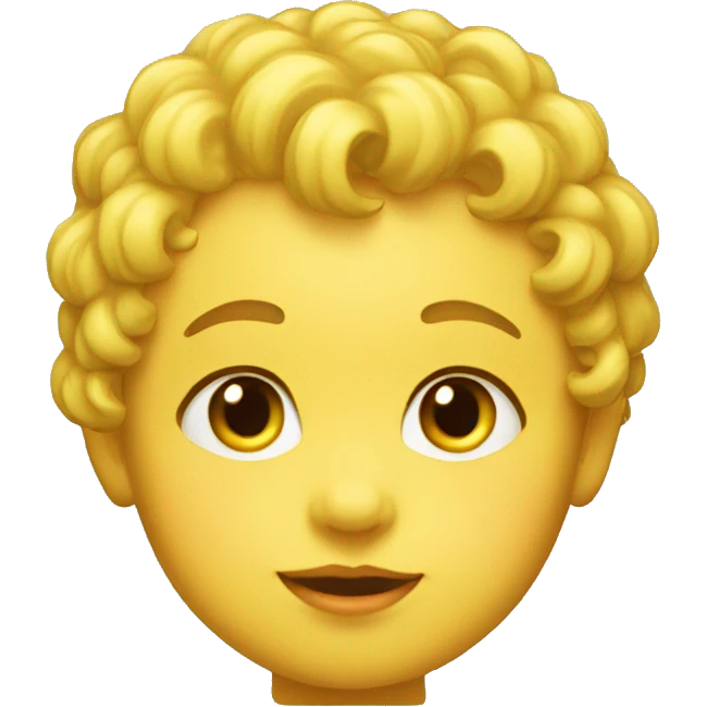 baby face, no neck, yellow skin, curl on head emoji