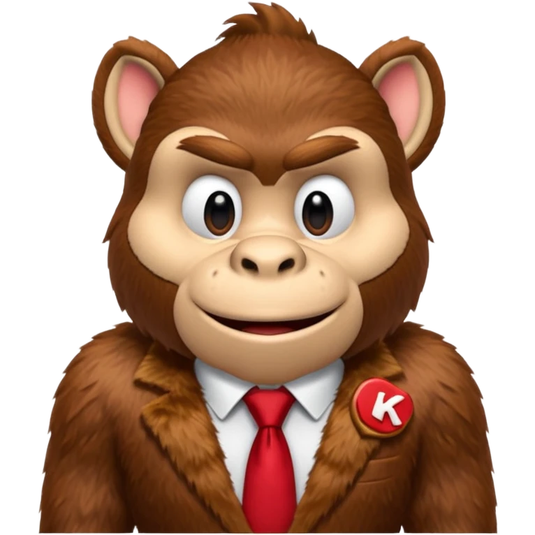 Donkey Kong🦍 with red tie with his initials (DK) on emoji