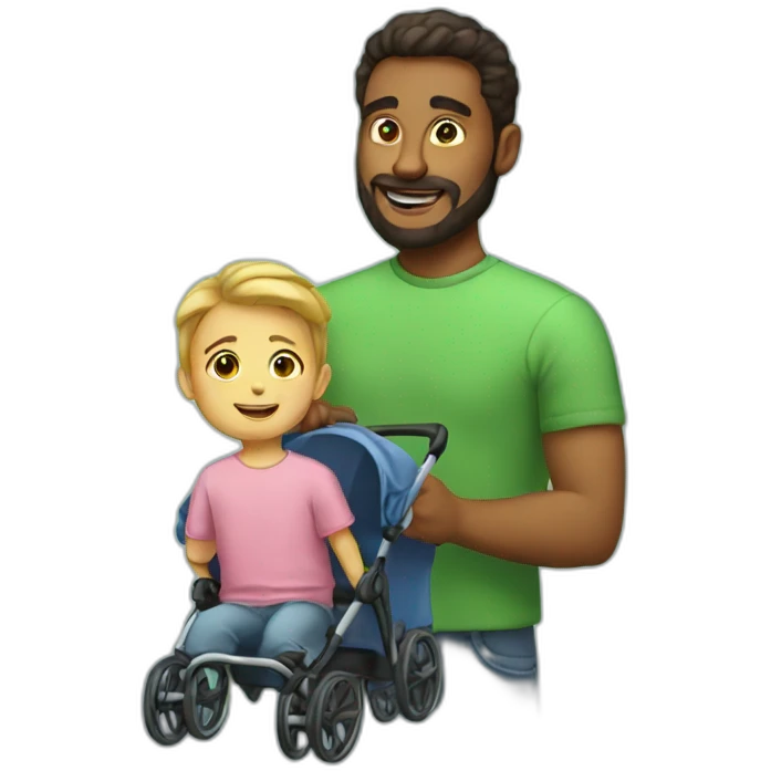 dad with kid buggy emoji