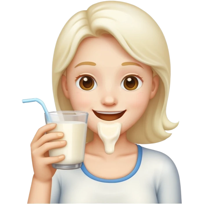 Happy emoji drinking milk and milk on face emoji
