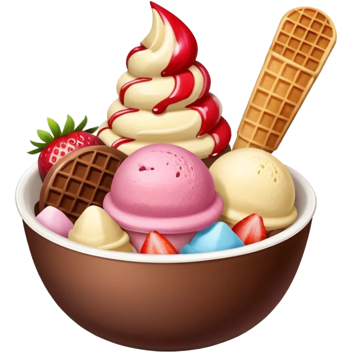 Neapolitan ice cream scoops in a bowl emoji
