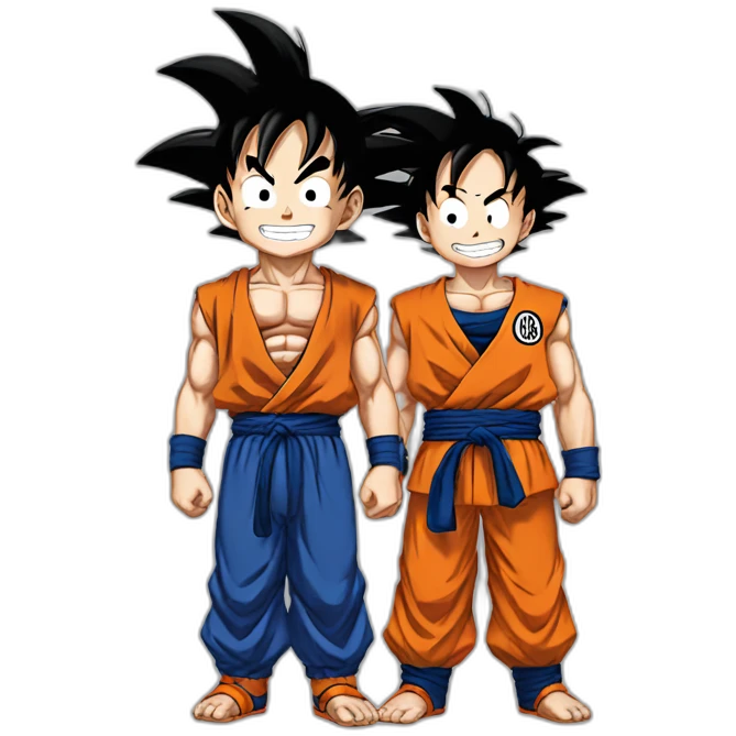 goku with luffy smiling emoji