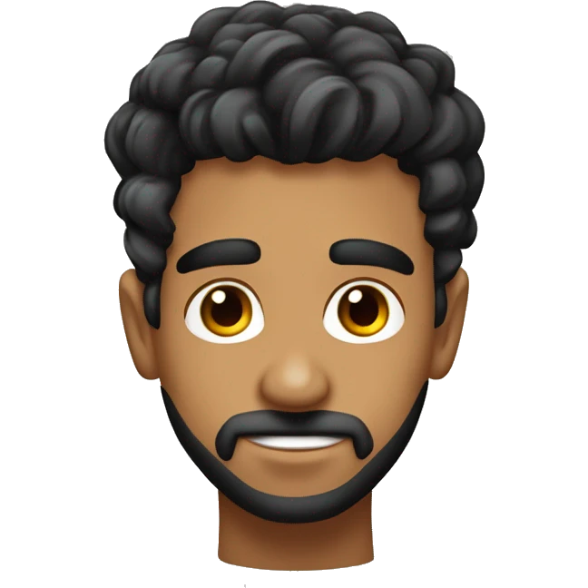 hombre de piel morena, ojos de color negro, cabello corto y rizado emoji