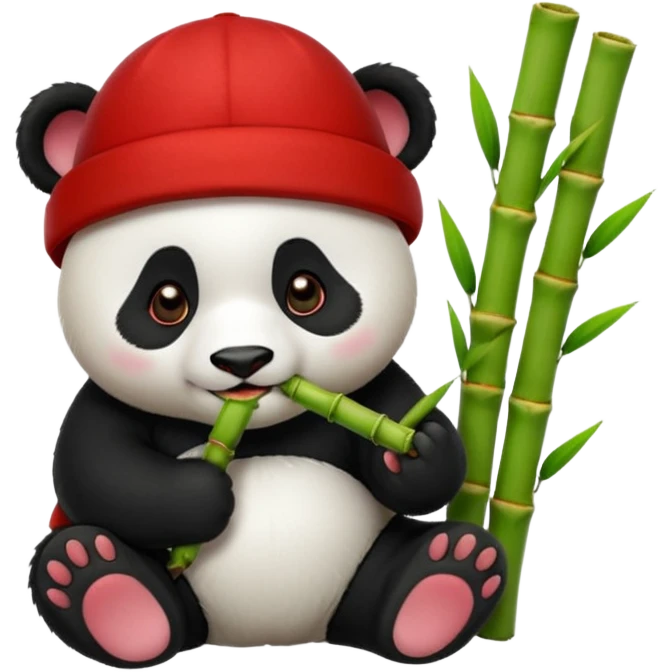 panda wearing red cap with bamboo emoji