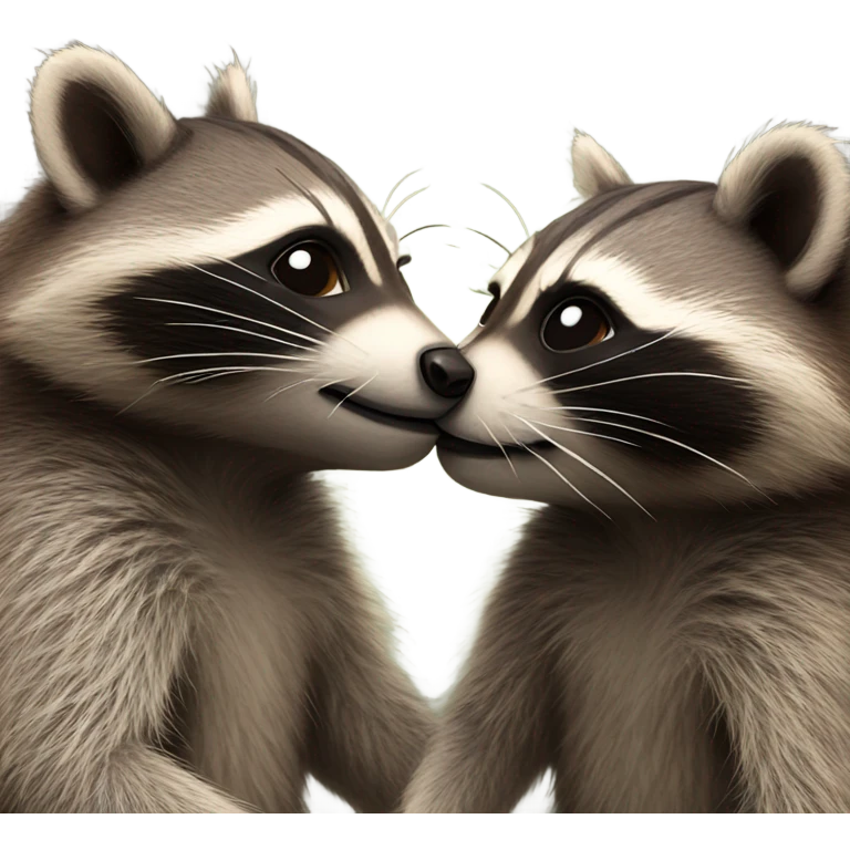 two raccoon kiss emoji