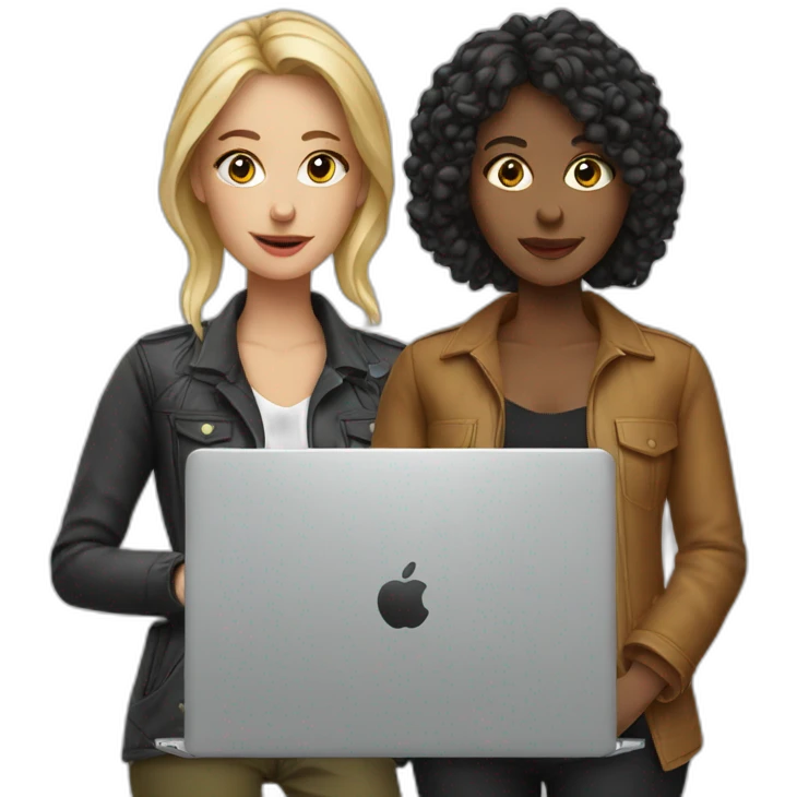 2 european female designers with laptop emoji