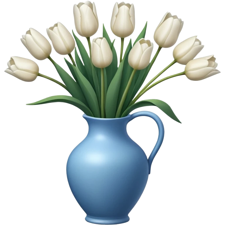 White tulips Flowers in a blue vase emoji