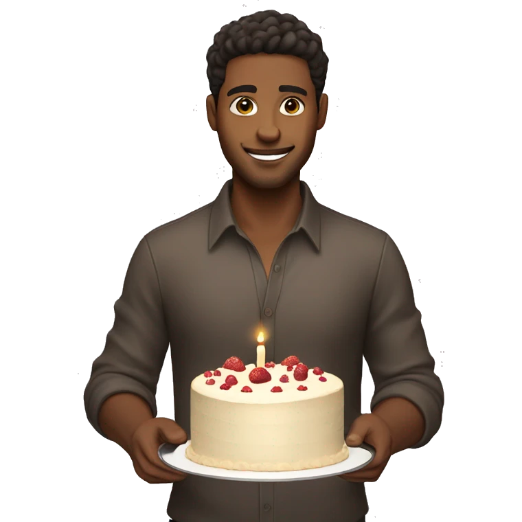 Light brown skin guy cutting cake  emoji