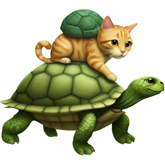Cat riding a turtle emoji
