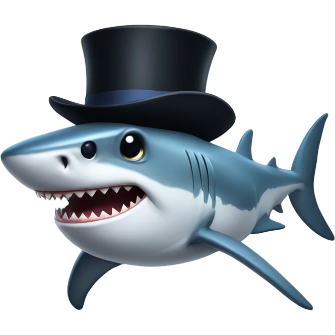 Shark with a top hat emoji