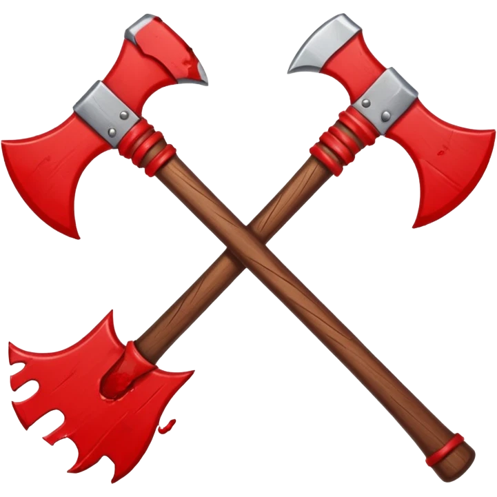 Crossed axes with blood, small cartoon emoji, no background emoji