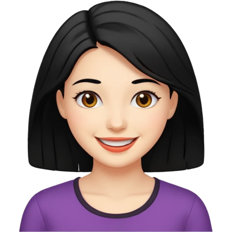 a happy woman with black hair emoji