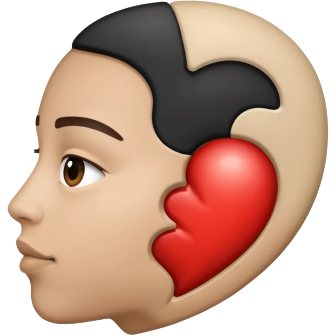 Half of his heart is black and the other half is white. emoji