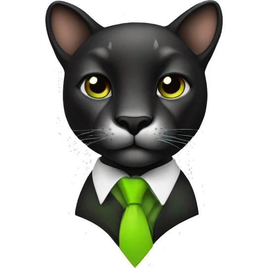 black puma with a lime green tie emoji