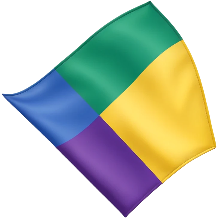 Bandera color azul amarillo morado y verde, seccionada en 4 partes iguales cuadradas emoji