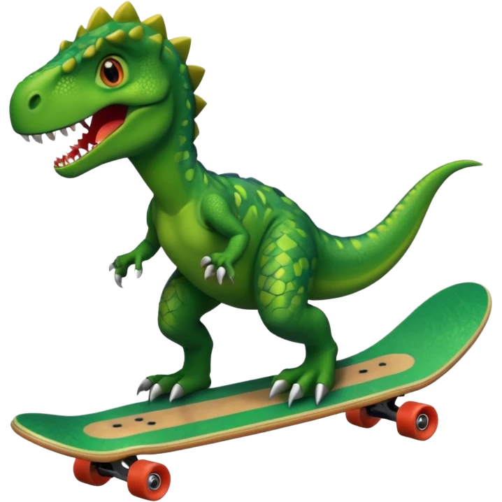 Dinosaur on a skateboard emoji