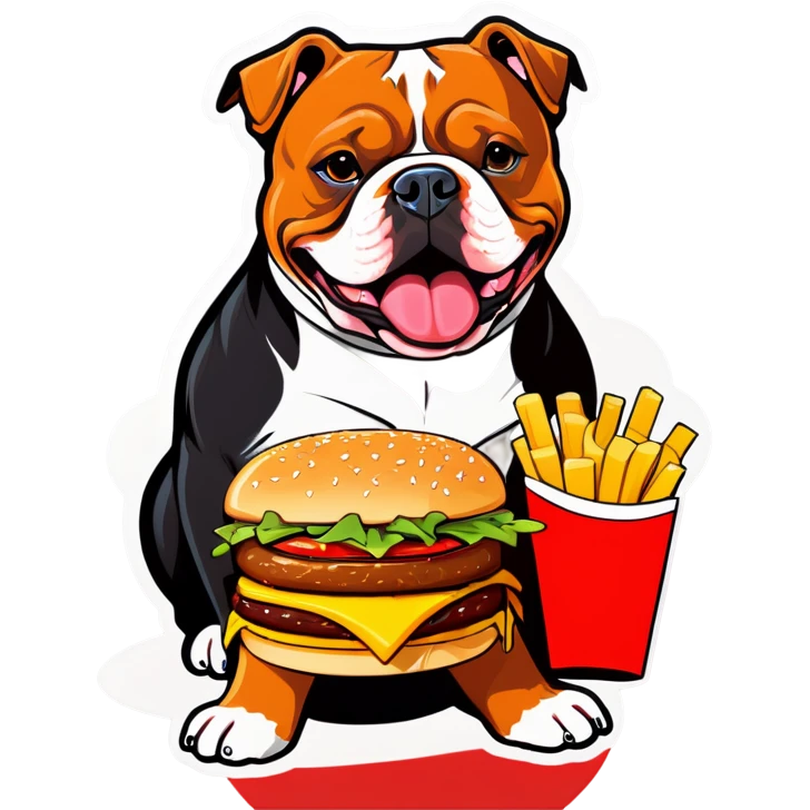 American bully with hamburger and fries emoji