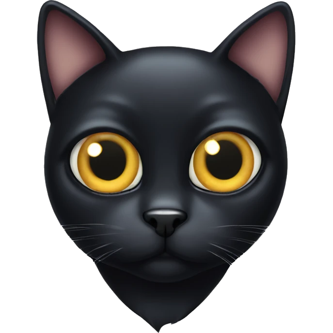 black cat with large bulbous eyes staring  emoji