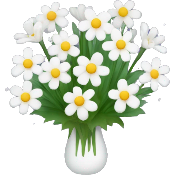 bouquet of snow drops, chrysanthemum and cosmos flowers emoji