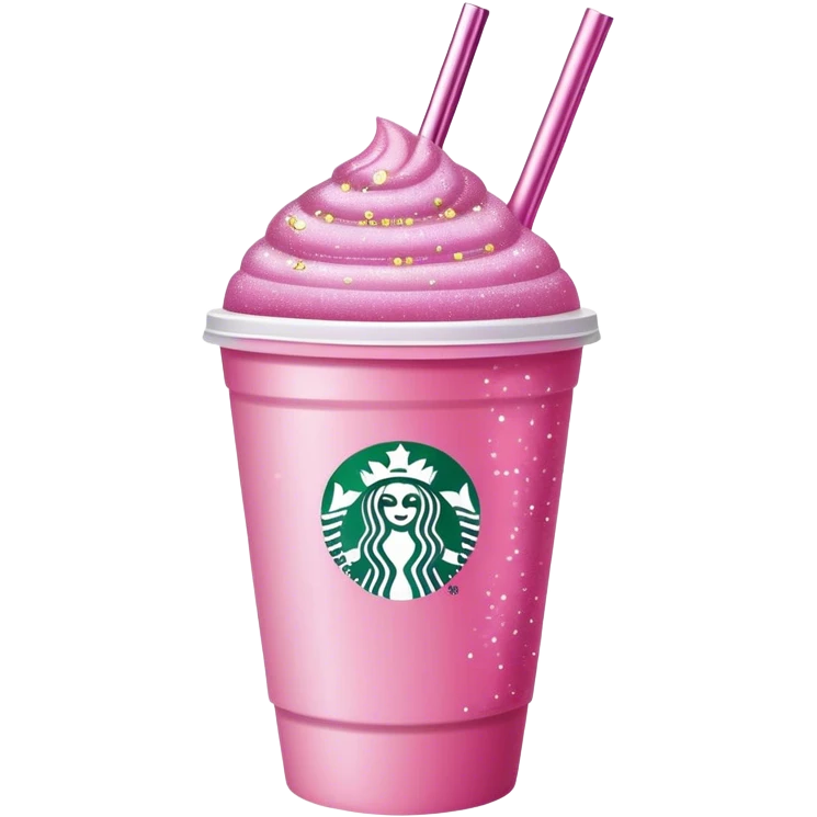 pink starbucks cup with glitter straw emoji