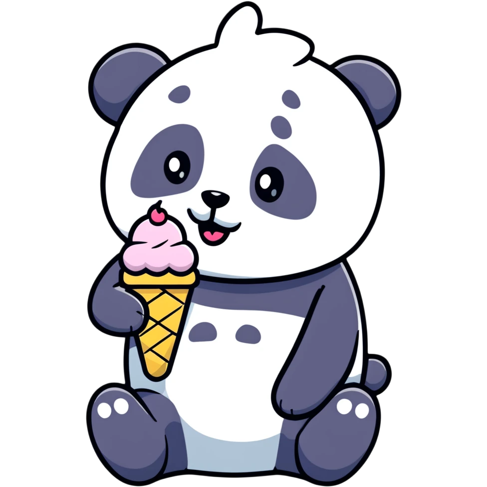 Panda eating ice cream emoji