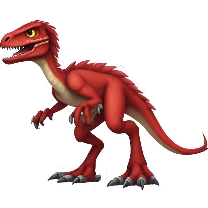 Red edgy badass velociraptor Digimon full body emoji