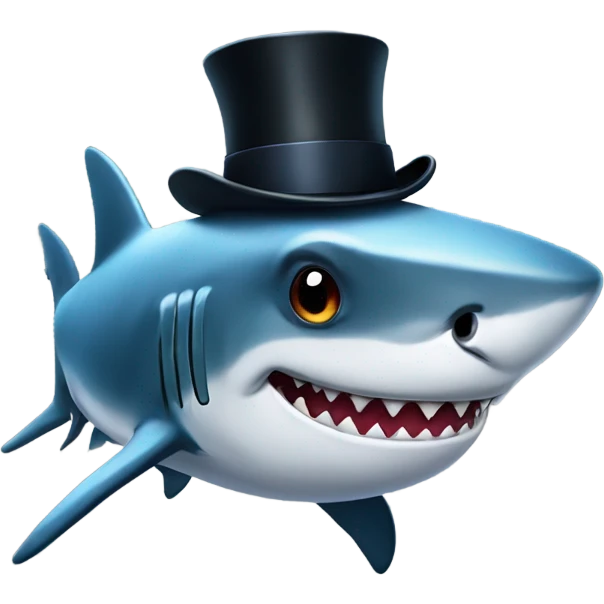 Shark with a top hat emoji