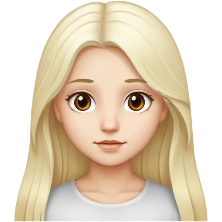 Girl, Long whiteish blond hair, Brown eyes, white skin emoji