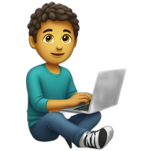 Boy with laptop in his hand  emoji