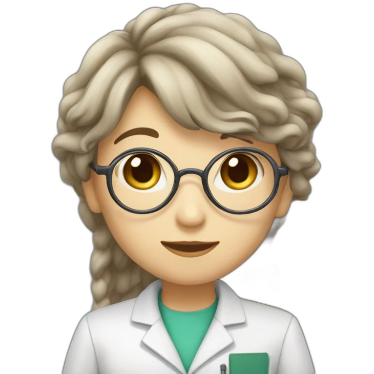 brunnete long hair japanese scientist woman saying thank you emoji