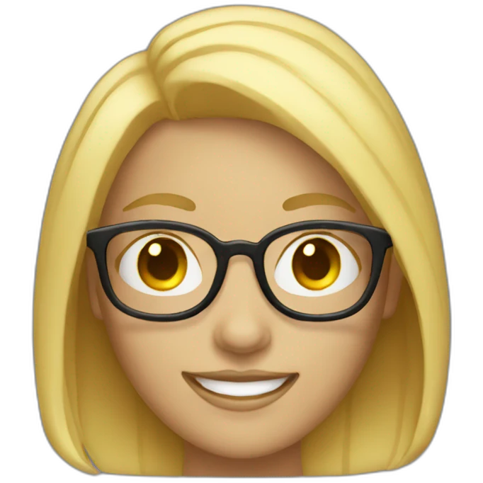 A blonde tinny woman with glasses smiling  emoji
