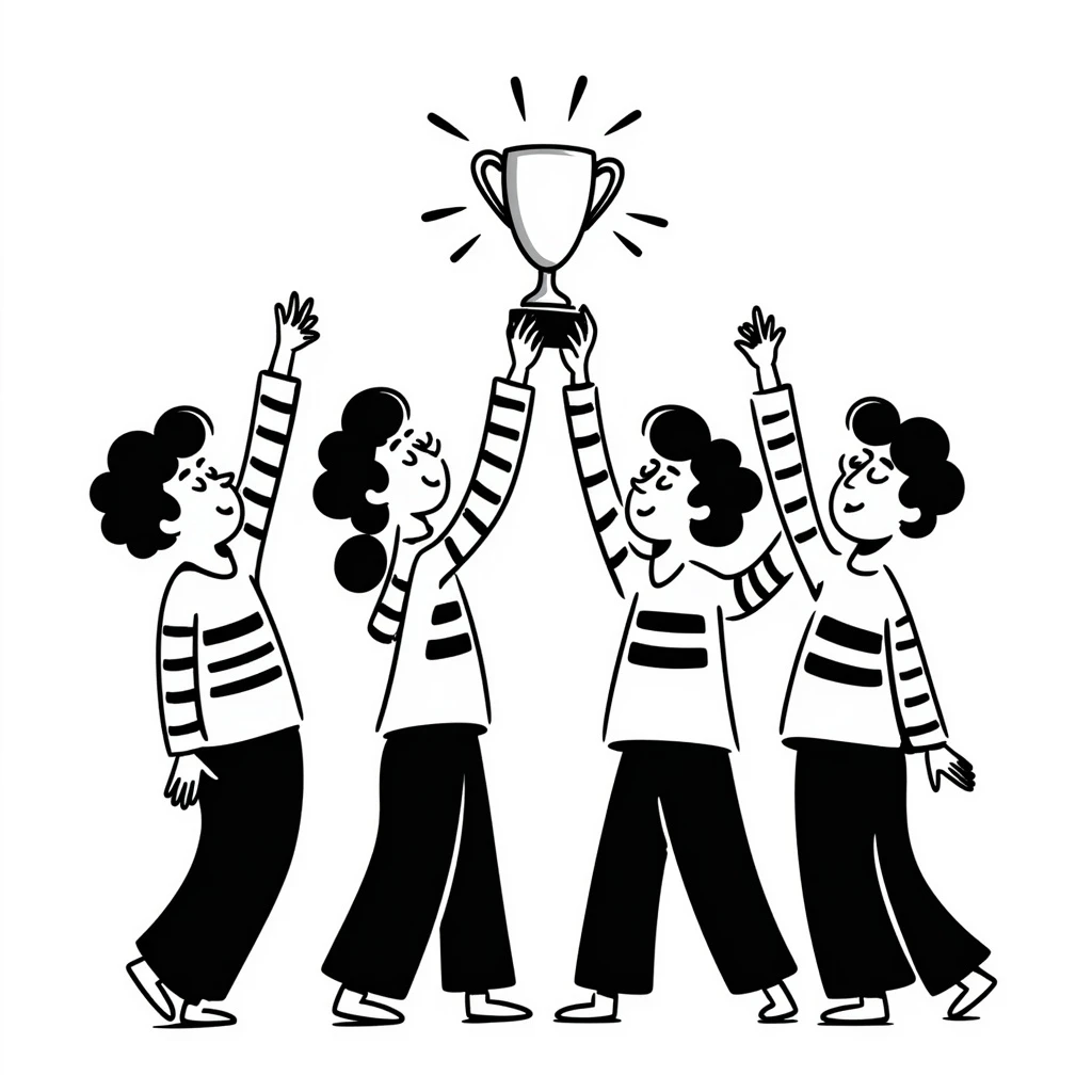 team celebrating with trophy emoji